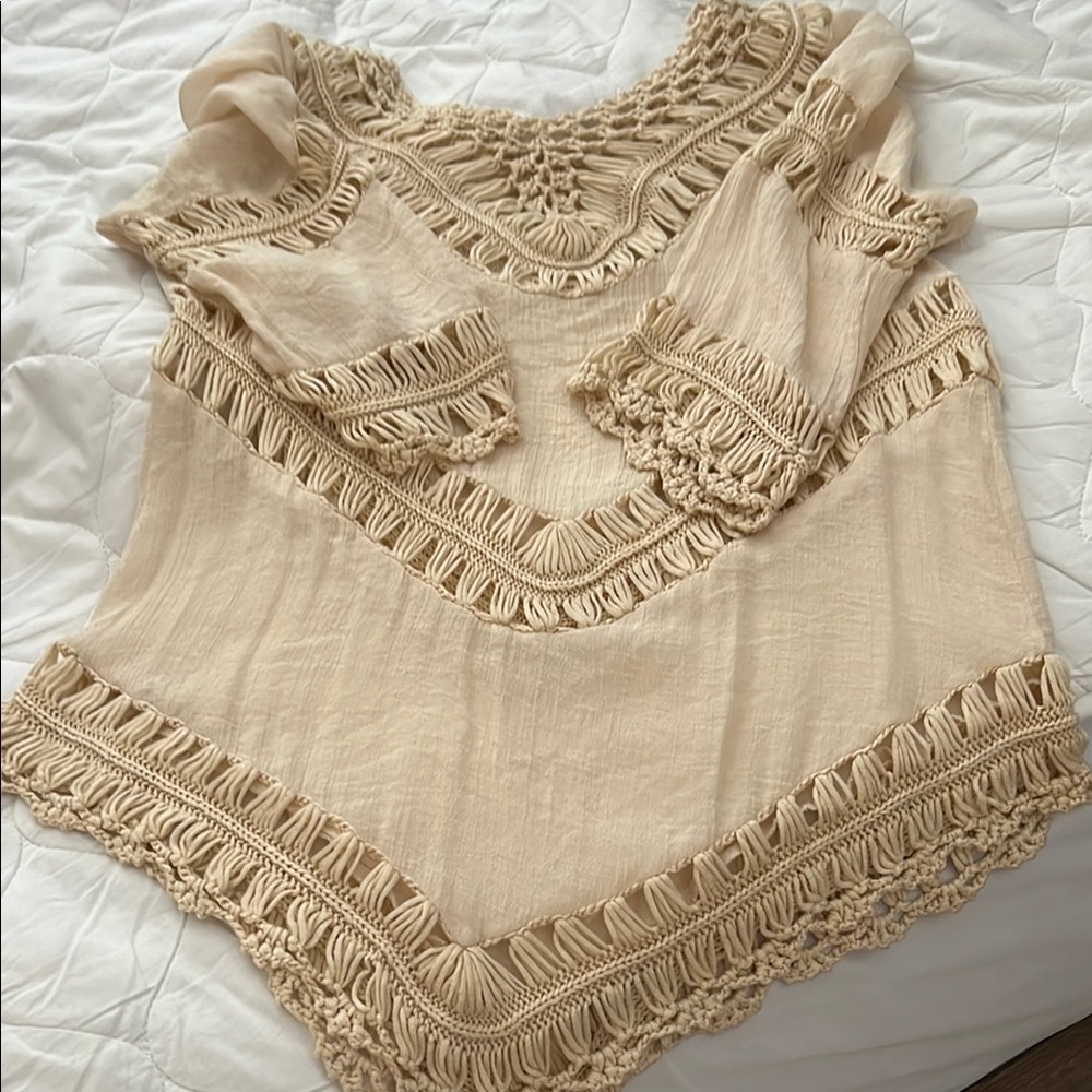 Elegant Cream Crochet Women's Top